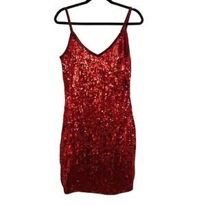 ADRIANNA PAPELL Boutique Evening Vintage Silk Red Beaded Sequin Mini Dress Sz 4